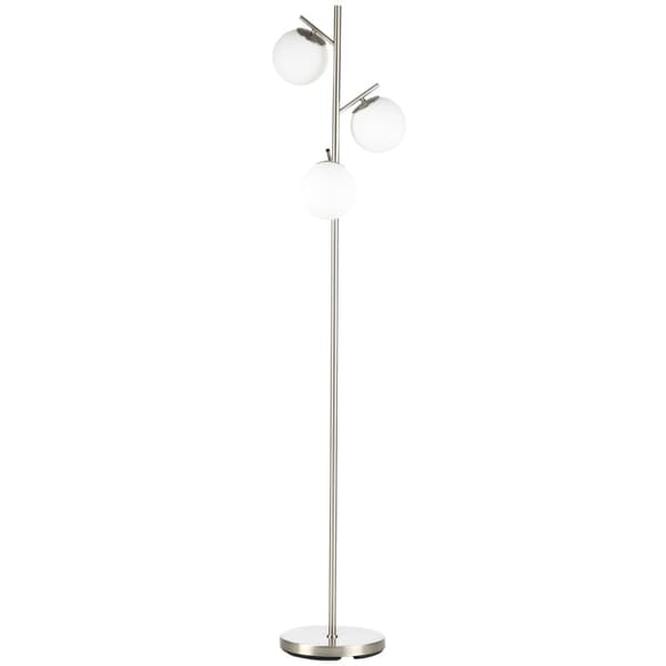 Rootz golvlampa med 3 glasskärmar - E27 - Fotkontakt - Metall - Glas - Silver + Vit - Ø27 x 169H cm