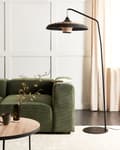 Miniatyrbilde 4 av 10: Gulvlampe Svart Beige Papirtau Metallfot Bohemsk stil Stue Soverom Belysning Stålampe