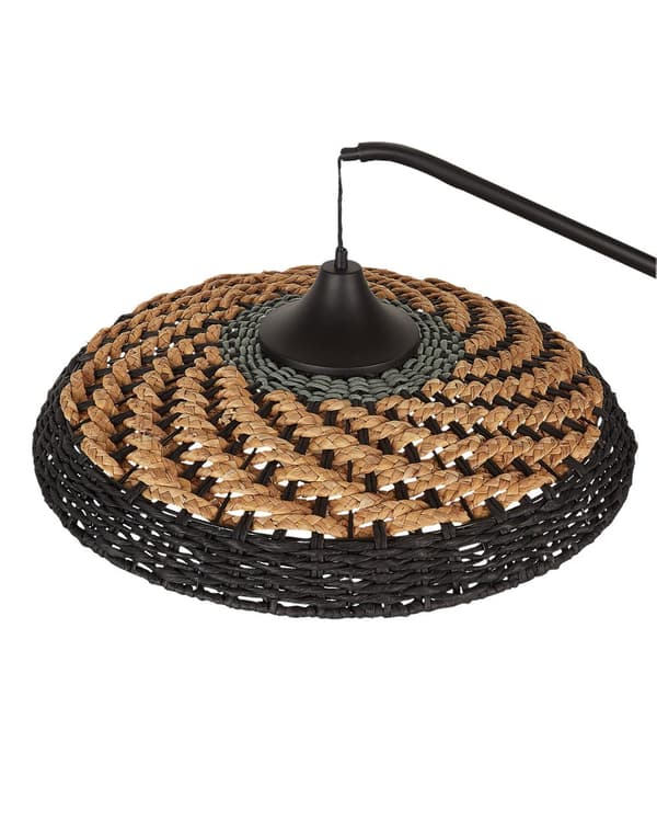Gulvlampe Svart Beige Papirtau Metallfot Bohemsk stil Stue Soverom Belysning Stålampe