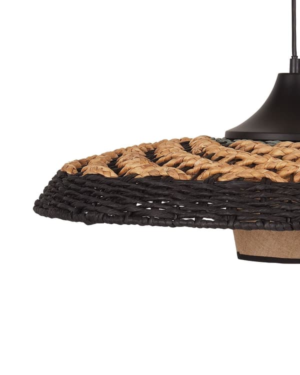 Gulvlampe Svart Beige Papirtau Metallfot Bohemsk stil Stue Soverom Belysning Stålampe