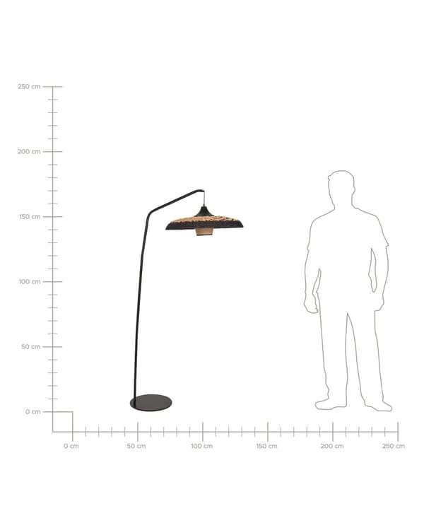Gulvlampe Svart Beige Papirtau Metallfot Bohemsk stil Stue Soverom Belysning Stålampe