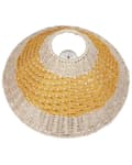 Miniatyrbillede 5 af 9: Bordlampe i beige/gul papir med kegleformet skærm med metalfod i bohemestil stue bord