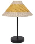 Miniatyrbillede 1 af 9: Bordlampe i beige/gul papir med kegleformet skærm med metalfod i bohemestil stue bord