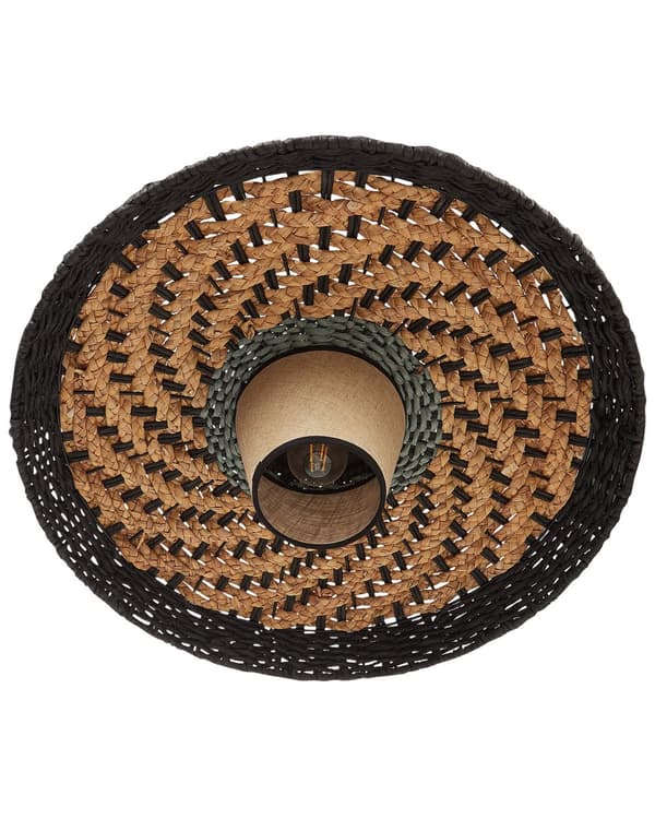 Bordlampe hvid/beige papirskærm med metalfod i boho-stil stue værelse opholdsrum