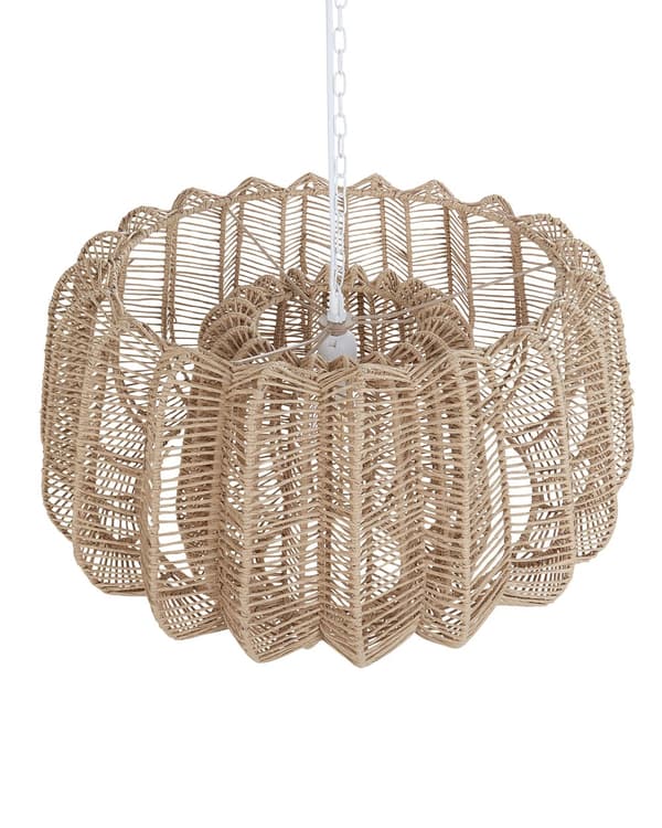 Pendel med beige skærm af papirledning med jernramme åben japonica i naturlig stil