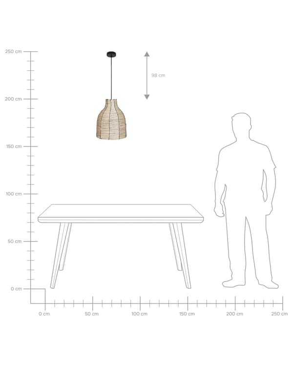 Pendel Lampe Søgræs ø 31 cm Træ Lampe over Spisebord Boho Loftlampe til Stuen Natur Trælampe til Køkken