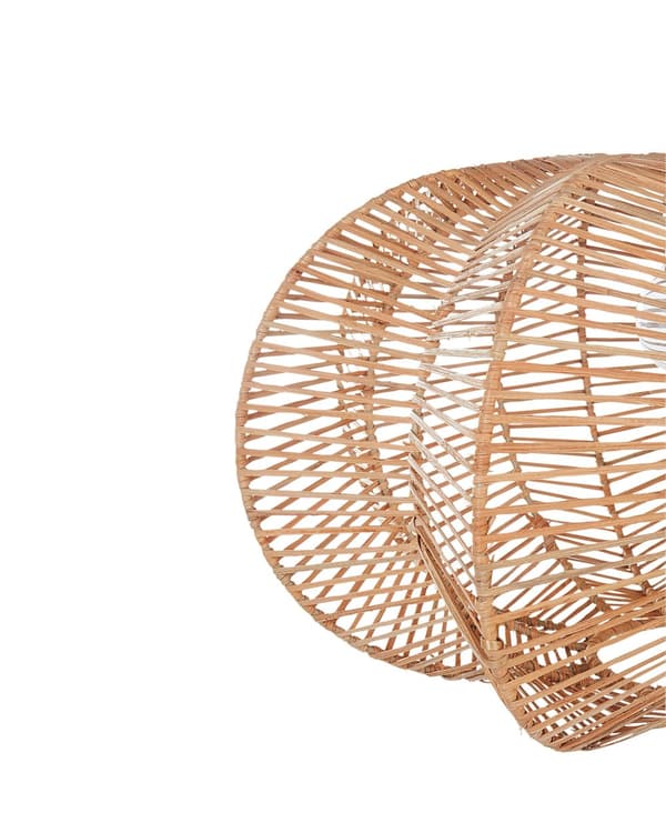 Pendel Lampe Rattan ø 44 cm Træ Lampe over Spisebord Loftlampe til Stuen Trælampe til Køkken