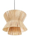 Miniatyrbillede 5 af 9: Pendel Lampe Halm ø 45 cm Træ Lampe over Spisebord Boho Loftlampe til Stuen Natur Trælampe til Køkken