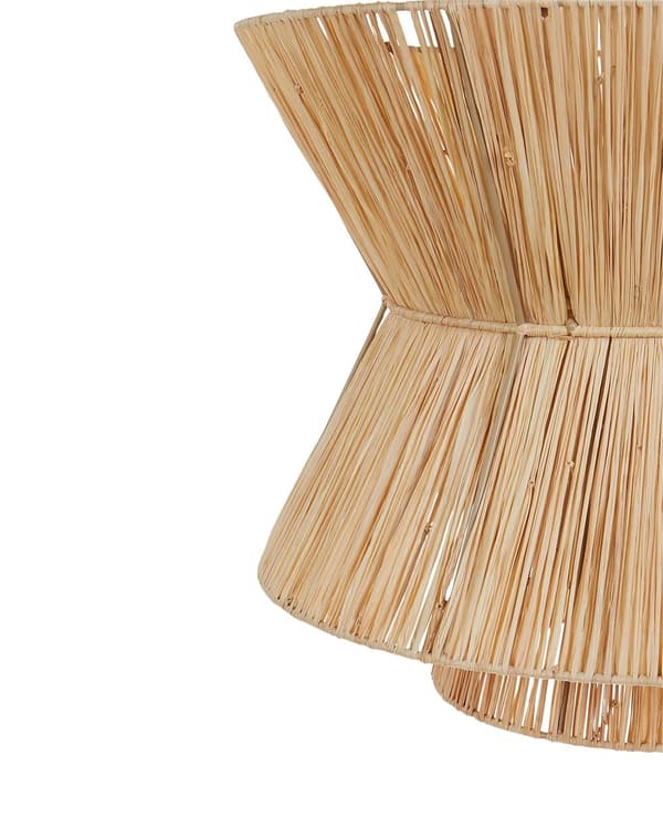 Pendel Lampe Halm ø 45 cm Træ Lampe over Spisebord Boho Loftlampe til Stuen Natur Trælampe til Køkken