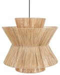 Miniatyrbillede 1 af 9: Pendel Lampe Halm ø 45 cm Træ Lampe over Spisebord Boho Loftlampe til Stuen Natur Trælampe til Køkken