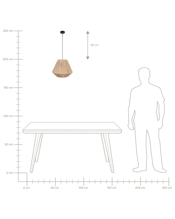 Pendel Lampe Halm ø 33 cm Træ Lampe over Spisebord Boho Loftlampe til Stuen Natur Trælampe til Køkken