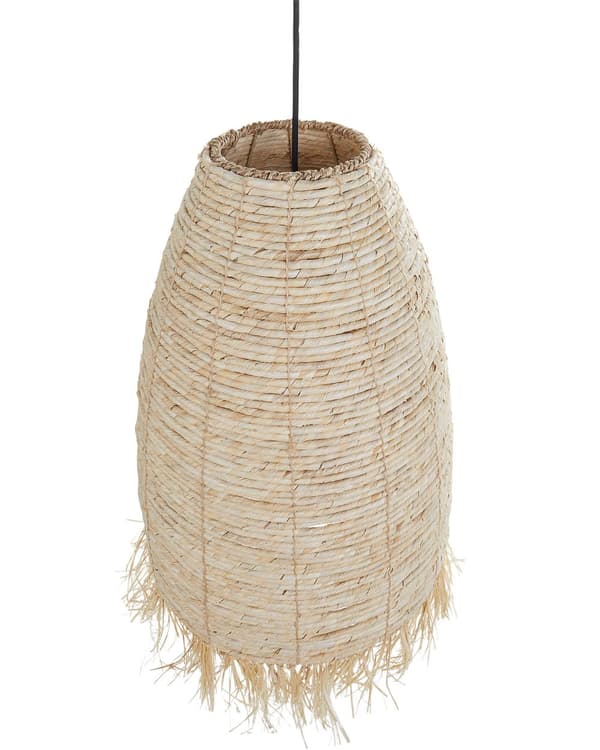 Pendel Lampe Majsblade ø 40 cm Træ Lampe over Spisebord Boho Loftlampe til Stuen Natur Trælampe til Køkken