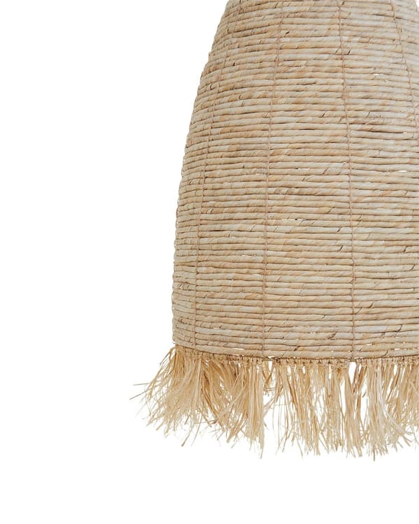 Pendel Lampe Majsblade ø 40 cm Træ Lampe over Spisebord Boho Loftlampe til Stuen Natur Trælampe til Køkken