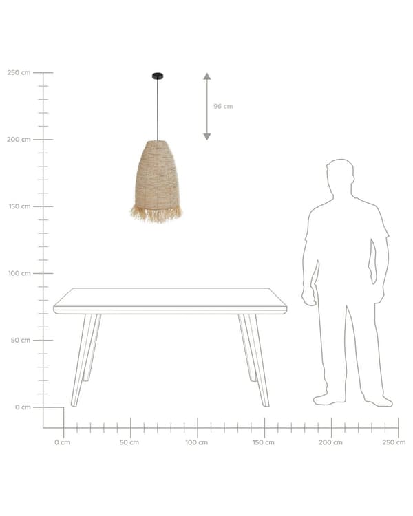 Pendel Lampe Majsblade ø 40 cm Træ Lampe over Spisebord Boho Loftlampe til Stuen Natur Trælampe til Køkken