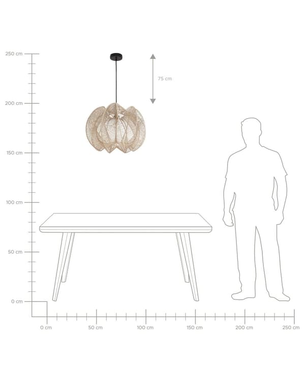 Riippuvalaisin luonnonväri paperinaru rauta ⌀ 60 x 123 cm pyöreä käsintehty boho tyyli