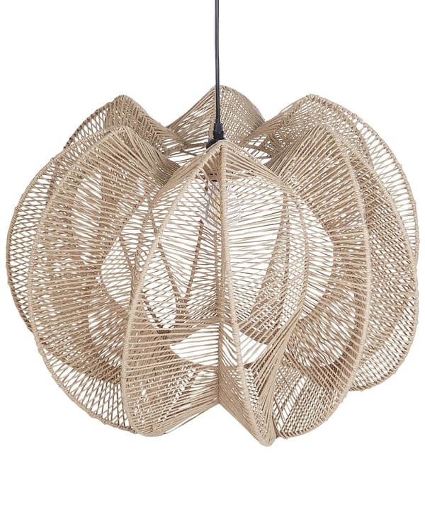 Pendel lampe naturfarvet papirstreng jern ⌀ 60 x 123 cm rund håndlavet boho-stil stue