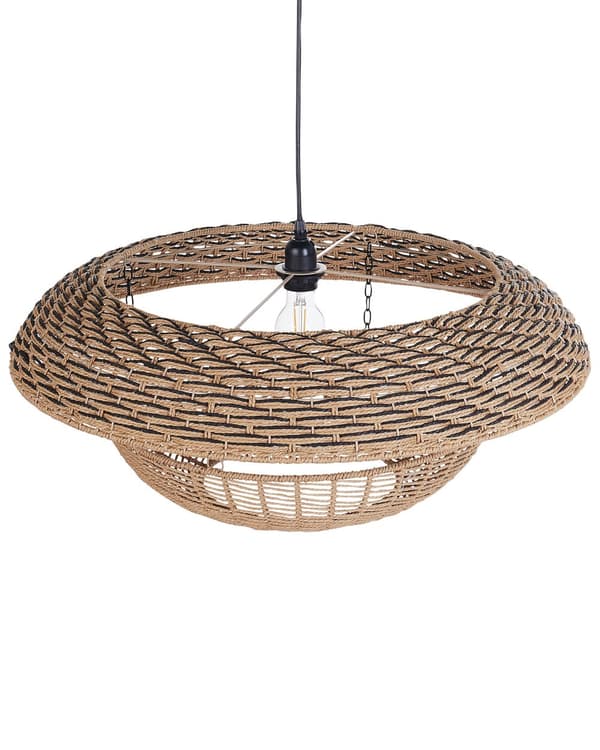 Pendellampe naturfarvet papirstreng jern ⌀ 65 x 115 cm rund håndlavet moderne stil