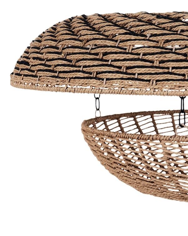Pendellampe naturfarvet papirstreng jern ⌀ 65 x 115 cm rund håndlavet moderne stil