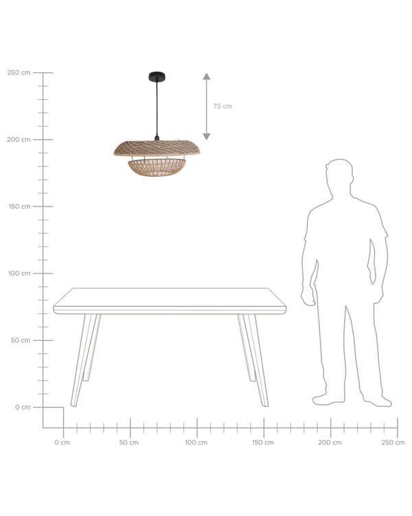 Pendellampe naturfarvet papirstreng jern ⌀ 65 x 115 cm rund håndlavet moderne stil