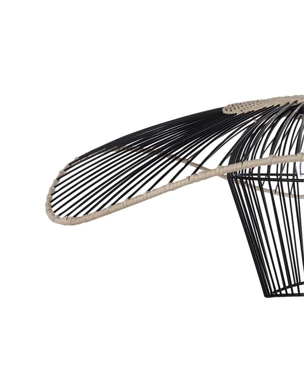 Pendellampe sort jern rattan ⌀ 60 x 110 cm håndlavet åben rustik stil stue værelse
