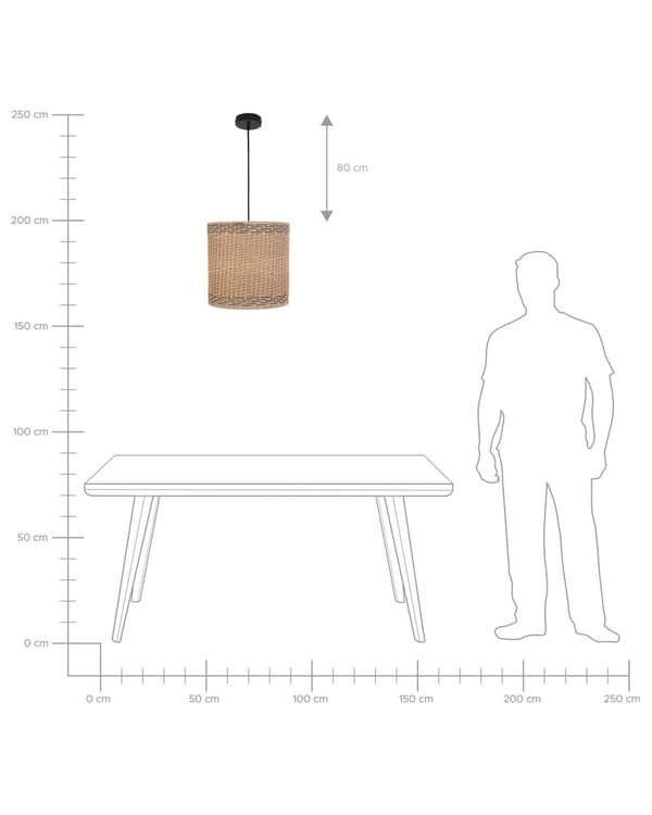 Pendellampe naturfarvet papirstreng jern ⌀ 39 x 120 cm håndlavet rund boho-stil stue