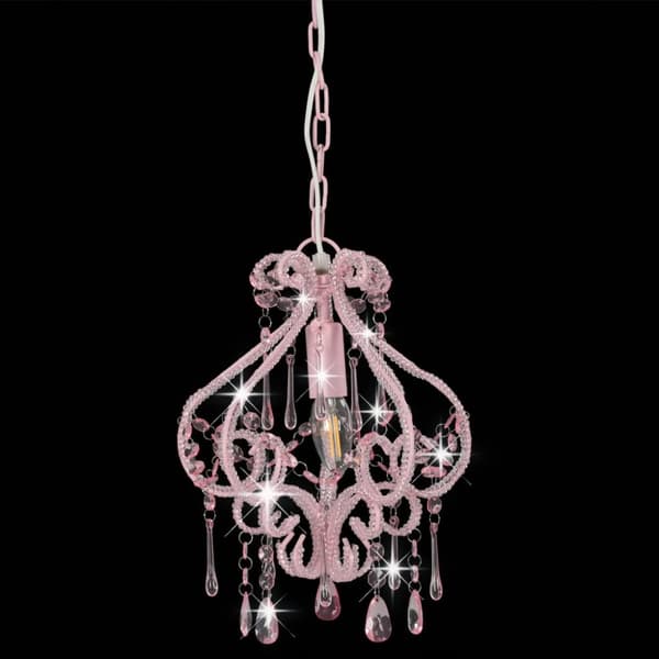 vidaXL loftlampe med perler rund E14 pink -  Lamper