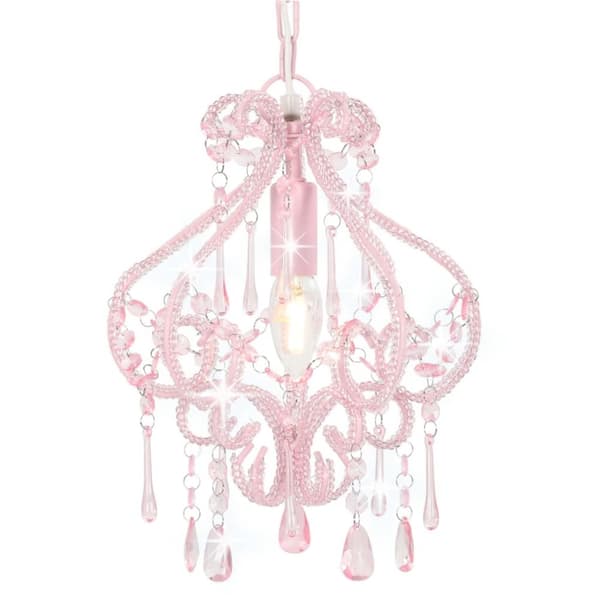 vidaXL loftlampe med perler rund E14 pink - Lamper