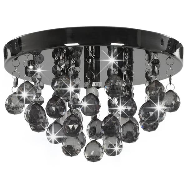 vidaXL loftlampe med røgfarvede perler rund G9 sort -  Lamper