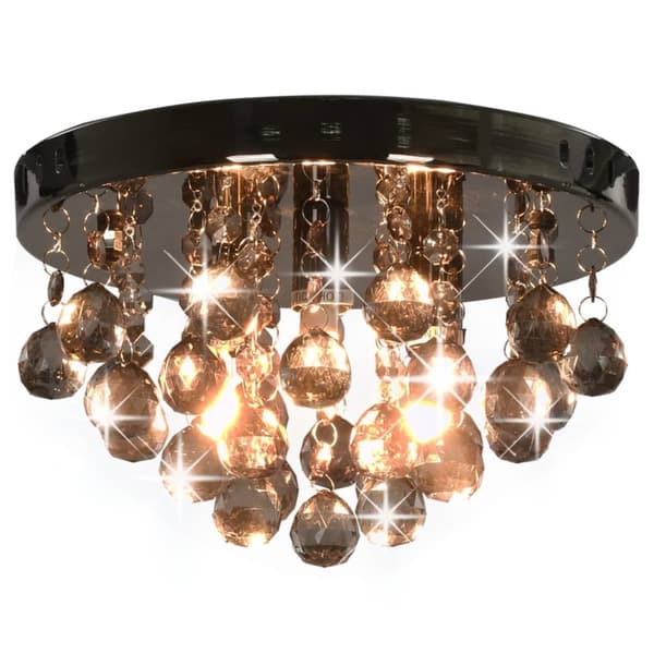 vidaXL loftlampe med røgfarvede perler rund G9 sort -  Lamper