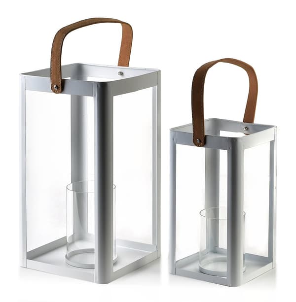 LOUIS Set med 2 lyktor, vit metall