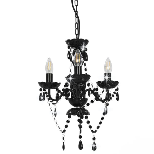 The Living Store lysekrone med perler rund 3 x E14 sort -  Lamper
