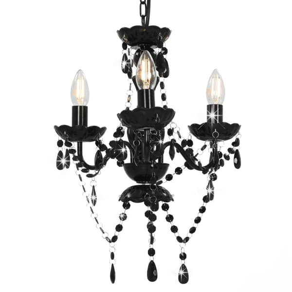 The Living Store lysekrone med perler rund 3 x E14 sort -  Lamper