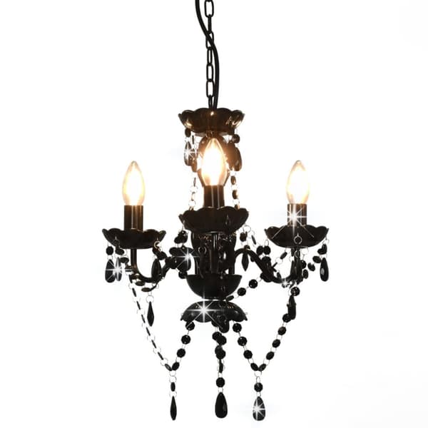 The Living Store lysekrone med perler rund 3 x E14 sort - Lamper