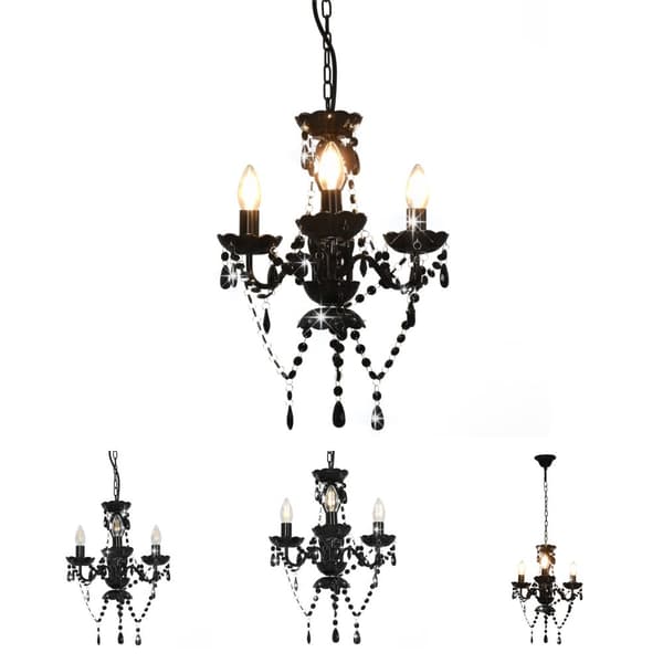 The Living Store lysekrone med perler rund 3 x E14 sort - Lamper