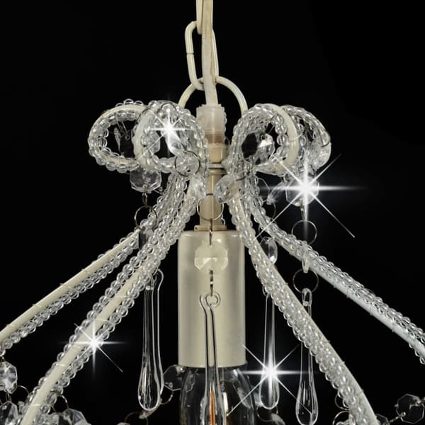The Living Store loftlampe med perler rund E14 hvid -  Lamper