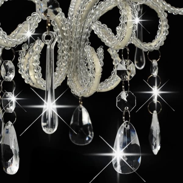 The Living Store loftlampe med perler rund E14 hvid -  Lamper