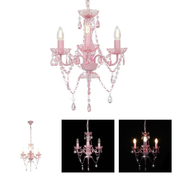 The Living Store Takkrona med pärlor rosa rund 3 x E14 -  Lampor
