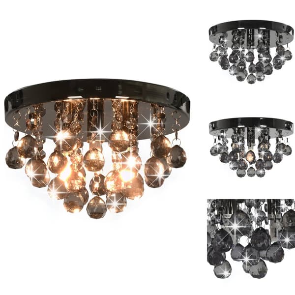 Lamper - Living loftlampe med røgfarvede perler rund G9 sort