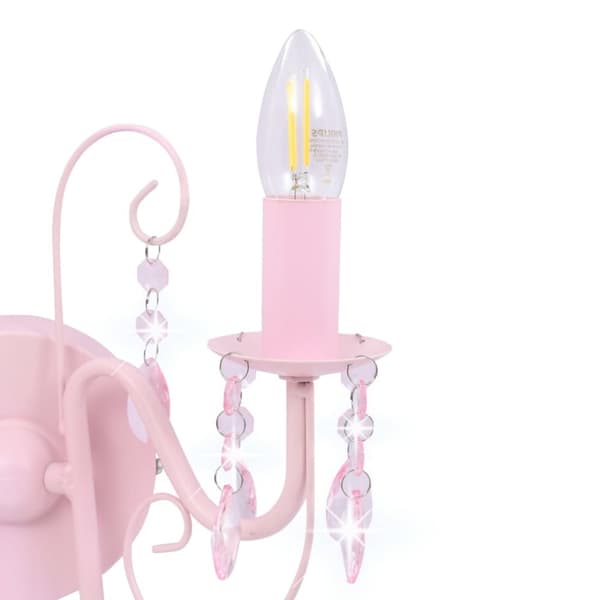 Lampor - Living Vägglampa med pärlor rosa 2 x E14-lampor