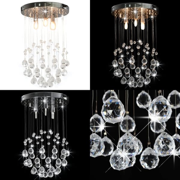 Kattovalaisin kristallihelmillä hopea pallo 3 x G9 polttimoa - Kattokruunu - Kattokruunut - Home & Living
