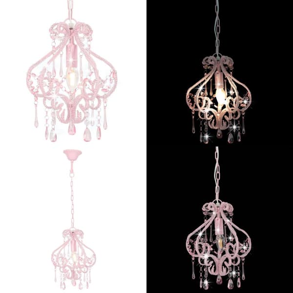 Loftlampe med perler rund E14 pink - Loftslampe - Loftslamper - Home & Living