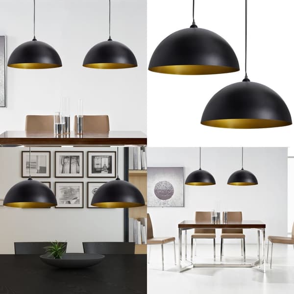 Loftslampe halvkugle 2 stk. Højdejusterbar sort - Loftslampe - Loftslamper - Home & Living