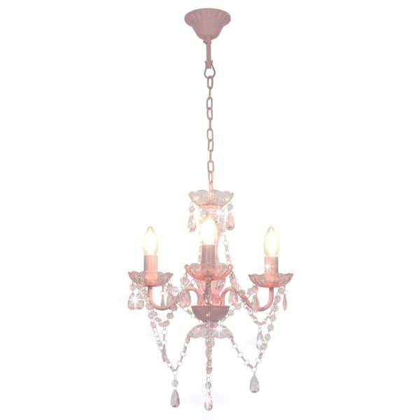 Lysekrone med perler rund 3 x E14 pink - Lysekrone - Lysekroner - Home & Living