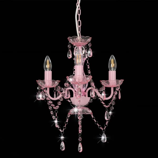 Lysekrone med perler rund 3 x E14 pink - Lysekrone - Lysekroner - Home & Living