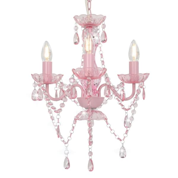 Lysekrone med perler rund 3 x E14 pink - Lysekrone - Lysekroner - Home & Living