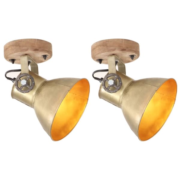 Industriell vägglampa/taklampa 2 st mässing 20x25 cm E27