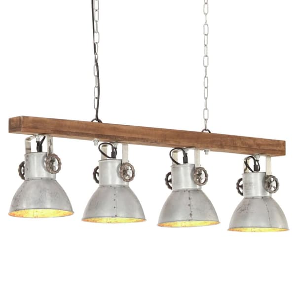industriel loftlampe E27 mangotræ sølvfarvet