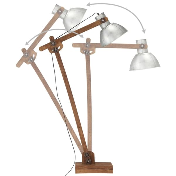Golvlampa silver massivt mangoträ E27