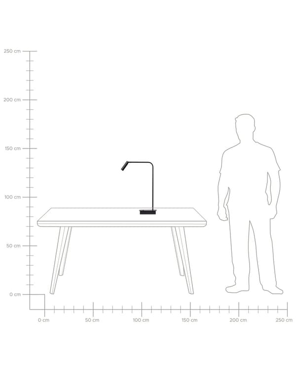 Pöytävalaisin musta rauta akryyli 27 x 10 x 55 cm LED-valo säädettävä varjostin työpöydän moderni tyyli