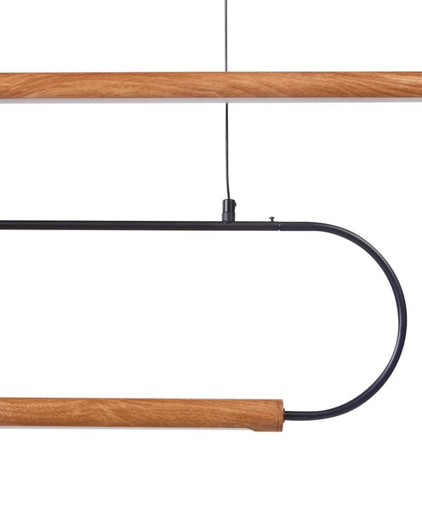 Langbordspendel Lyst Træ Sort Boho Design 2 Spisebordslamper til Køkken Trælampe til Spisebord Hængelampe